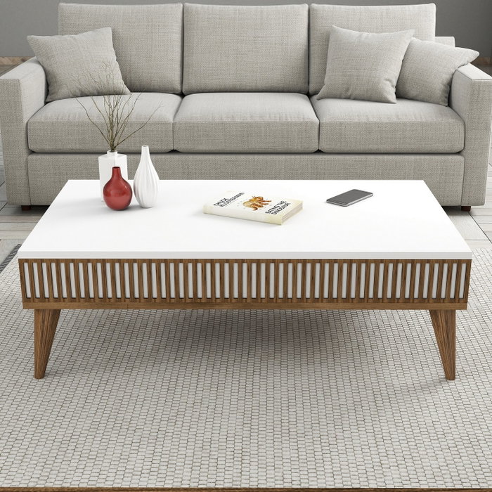 Hanah Home Mesa de Centro Milan Nogal y Blanco
